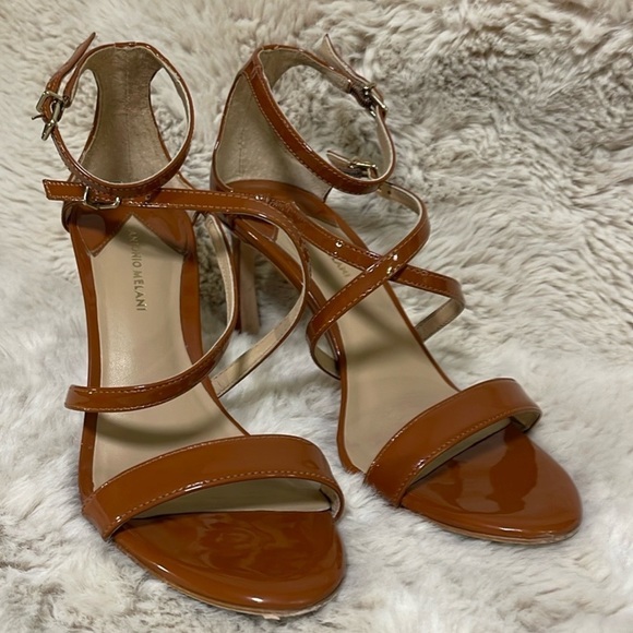 Antonio Melani Hadley Strappy Caramel  Brown Patent  Sandals High Heels Size 6.5 - Picture 6 of 6